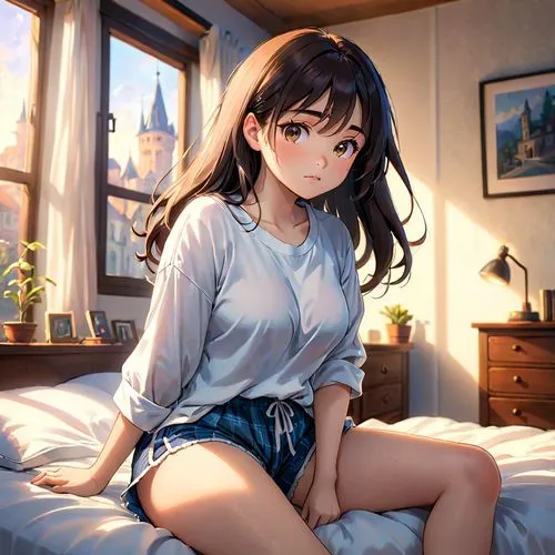 pajamas,honmei choco,girl sitting,relaxed young girl,unknown,kotobukiya,maya,pjs,erika,mikuru asahina,azalea,bonjour bongu,lying down,sitting,euphonium,girl in bed,morning girl,cute clothes,anime girl,kantai collection sailor,Anime,Anime,Cartoon