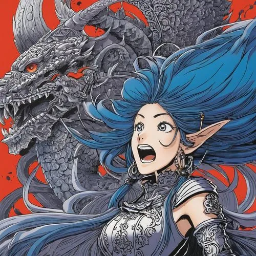 tiamat,saphira,nihei,karou,amano,moondragon,lilandra,bahamut,murata,tsuneo,demona,black dragon,lyria,mervat,kujira,huiraatira,dragones,trishula,urd,dragon of earth,Illustration,Japanese style,Japanese Style 05