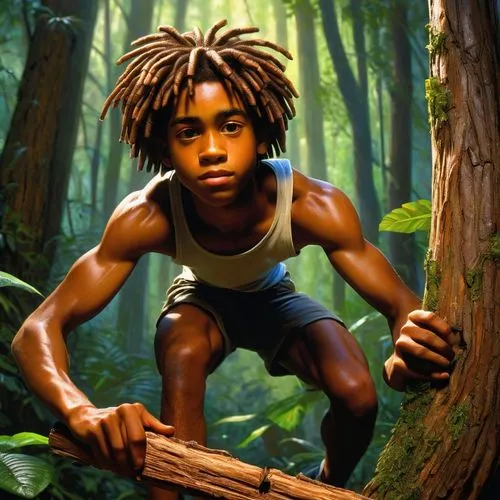 kilik,buju,tarzan,luber,tree loc sesame,sanka,Illustration,Realistic Fantasy,Realistic Fantasy 32