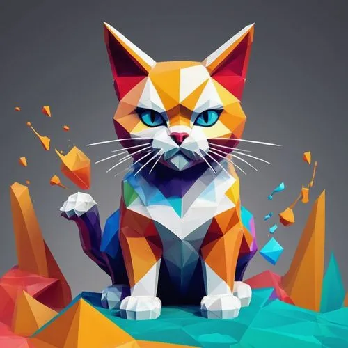 cat vector,low poly,lowpoly,cartoon cat,vector illustration,kosmo,outfox,suara,firestar,verge,felino,polygonal,catmull,game illustration,vector art,gato,firecat,kitka,tearaway,game art,Unique,3D,Low Poly