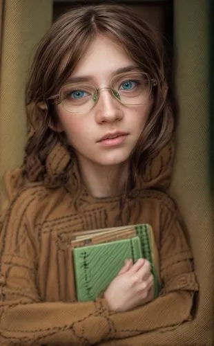 young woman with brown hair and green eyes holding books,librarian,child with a book,girl with cloth,girl studying,girl in cloth,girl in a historic way,young girl,bran,mystical portrait of a girl,silp