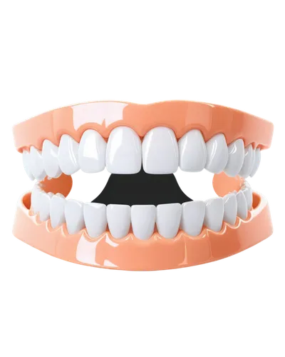 Teeth, dental care, orthodontic appliance, metal brackets, white rubber bands, shiny surface, detailed texture, front view, 3/4 composition, soft lighting, warm color tone, cartoon style, PNG with tra