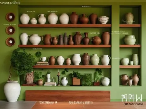 shelving,plate shelf,vases,shelves,wooden shelf,earthenware,kitchen shop,kitchenware,wooden mockup,flower vases,danish furniture,shelf,home accessories,kitchen design,plant pots,house plants,the shelf,pantry,bookcase,product display,Photography,General,Realistic