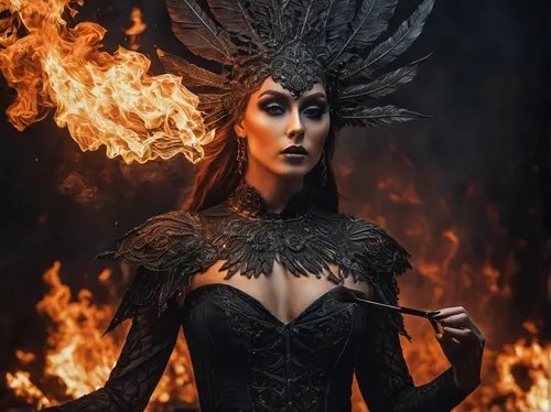 fire dancer,fire siren,fire-eater,fire angel,sorceress,fire artist,the enchantress,queen of the night,fire eater,the witch,gothic fashion,firedancer,fire master,flame spirit,fire screen,queen cage,fire devil,dark elf,crow queen,celebration of witches,Photography,General,Fantasy