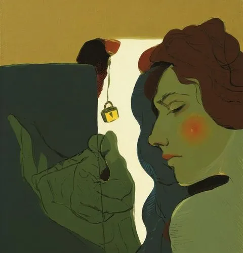 a painting of a woman holding a yellow lantern,lautrec,bakst,ribic,chomet,colescott,amants,Art,Classical Oil Painting,Classical Oil Painting 14