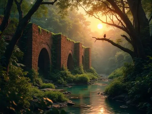 fantasy picture,old bridge,stone bridge,hangman's bridge,scenic bridge,rivendell,Photography,General,Realistic