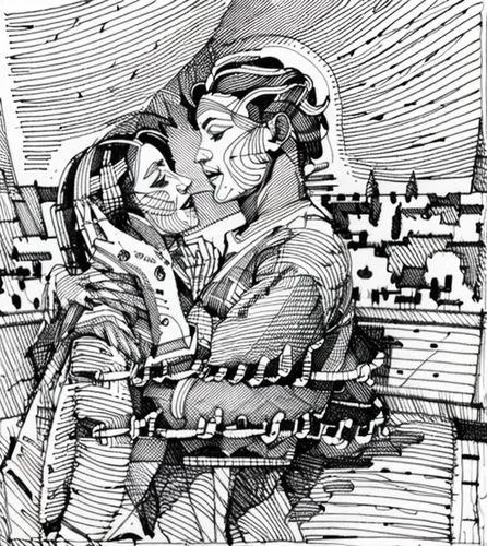 kissing,comic halftone,comic halftone woman,boy kisses girl,girl kiss,star line art,kiss,making out,ship,pda,romantic scene,amorous,titanic,comic style,love couple,warsaw uprising,cheek kissing,honeym