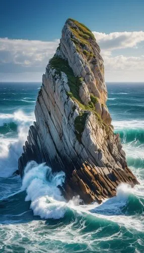 A solid rock amid strong sea waves.,sea stack,cliffs ocean,paparoa national park,bass rock,rocky coast,south island,new zealand,punakaiki,aphrodite's rock,cliff coast,split rock,rock needle,taranaki,s