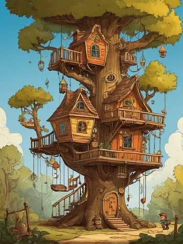 tree house,treehouse,tree house hotel,bird house,house in the forest,wooden house,crooked house,hanging houses,little house,log home,tree top,witch's house,ancient house,birdhouse,timber house,apartment house,sky apartment,birdhouses,large home,treetop,Illustration,Children,Children 04