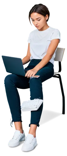 girl at the computer,girl sitting,woman sitting,blur office background,programadora,computer addiction,girl studying,computed,computer graphic,computer freak,laptop,absorbed,girl with cereal bowl,depressed woman,computerization,computerizing,computer graphics,ergonomically,computerologist,transparent background,Illustration,American Style,American Style 09