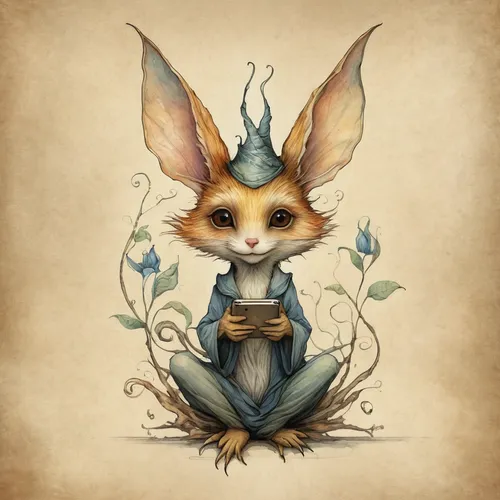 bookworm,peter rabbit,fox and hare,fennec,whimsical animals,little rabbit,hare,long-eared,music box,fairy tale character,rabbits and hares,musical rodent,hare bell,reading owl,reader,little fox,quill,magic book,little girl reading,reading,Illustration,Realistic Fantasy,Realistic Fantasy 14