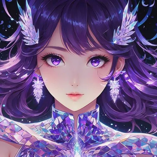 fairy galaxy,violet,ultraviolet,nozomi,lavenu,violet eyes,diana,skadi,starlight,heliotrope,violet head elf,zodiac sign libra,violetta,libra,light purple,lilac blossom,aura,komuna,fairie,purple wallpaper,Illustration,Japanese style,Japanese Style 04