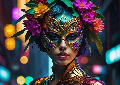 masquerade,venetian mask,fantasy portrait,world digital painting,golden mask,fantasy art,gold mask,headdress,golden crown,boho art,neon body painting,digital painting,tiger lily,flora,fairy peacock,digital art,radha,brazil carnival,fantasy woman,mardi gras,Photography,Artistic Photography,Artistic Photography 08