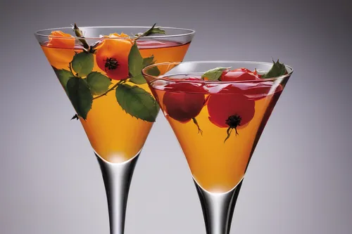 Design an elegant rose hip-infused cocktail.,fruit cocktails,champagne cocktail,bellini,fruitcocktail,champagne stemware,cocktail garnish,cocktail glasses,kir royale,advocaat,cocktail glass,bombardino