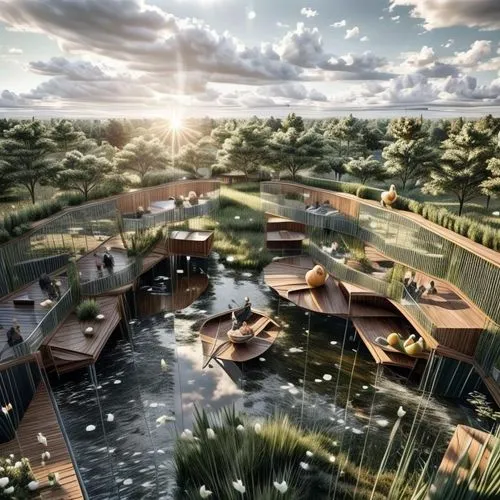 eco hotel,golf resort,resort,floating huts,cube stilt houses,floating islands,artificial islands,artificial island,school design,escher village,golf hotel,resort town,mud village,villas,3d rendering,stilt houses,hotel complex,bogart village,qasr azraq,oasis