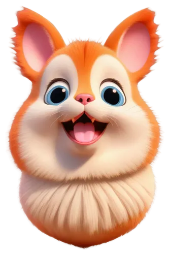 Cute animal cartoon face, round eyes, colorful fur, smiling mouth, rosy cheeks, fluffy ears, whiskers, shiny nose, various facial expressions, soft lighting, vibrant colors, 3D render, high contrast, 