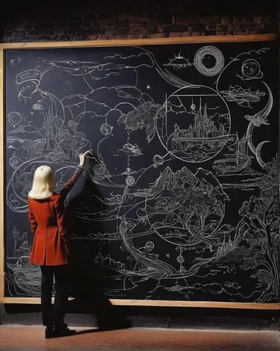 In a fantasy realm, describe a magical blackboard that grants the user the ability to travel through time.,chalk blackboard,chalkboard,blackboard,chalkboard background,chalk board,blackboard blackboar