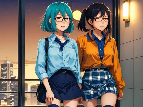 mikulas,mios,megane,euphonious,anime 3d,two girls,Conceptual Art,Daily,Daily 03