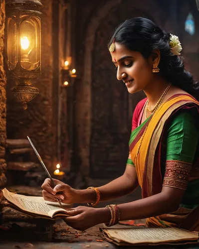 girl studying,indian art,girl in a historic way,tamil culture,jaya,indian woman,chetna sabharwal,santoor,children studying,little girl reading,nityakalyani,sari,indian girl,indian drummer,saraswati veena,radha,kamini kusum,indian culture,maharashtrian cuisine,drawing with light,Photography,General,Fantasy