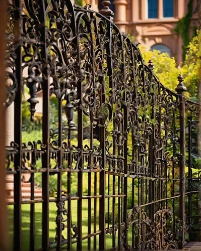 iron gate,wrought iron,ironwork,fence gate,metal gate,railings,garden fence,front gate,ornamental dividers,gated,gates,the fence,wood gate,metal railing,fence element,gate,fence,fenced,chain fence,fences,Conceptual Art,Oil color,Oil Color 24