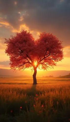 colorful tree of life,lone tree,flourishing tree,isolated tree,blossom tree,red tree,Photography,General,Realistic