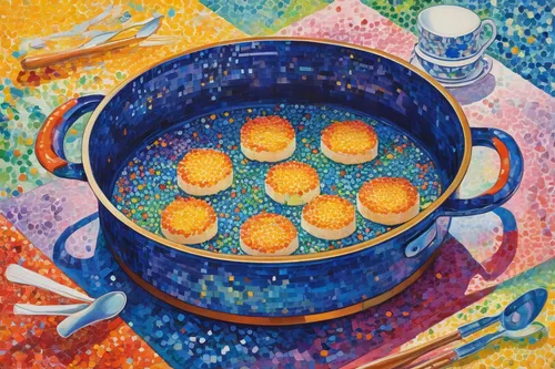 Compose a poem inspired by the elegance and versatility of a springform pan.,painted eggs,painting eggs,cooking book cover,blue eggs,candy cauldron,colored eggs,colorful eggs,eggs in a basket,egg dish