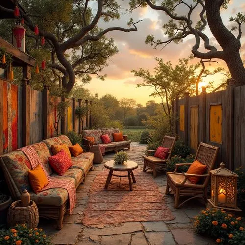 backyard,outdoor dining,backyards,home landscape,outdoor furniture,patios,evening atmosphere,patio,terrasse,alfresco,roof landscape,summer cottage,landscape design sydney,bohemian art,roof terrace,garden bench,the evening light,outdoor table and chairs,front porch,evening light,Photography,General,Realistic