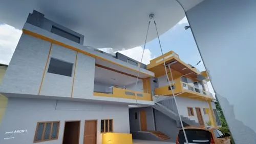 cubic house,3d rendering,cube house,cube stilt houses,modern house,two story house,Photography,General,Realistic