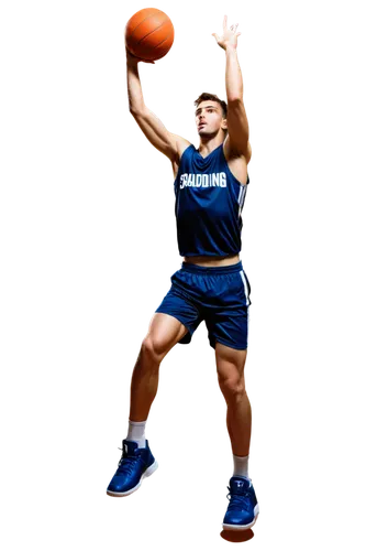 Basketball player, dynamic pose, jumping high, slam dunk, basketball in hand, sweat dripping, intense facial expression, athletic wear, shorts and jersey, sports shoes, Spalding ball, shiny floor, sta