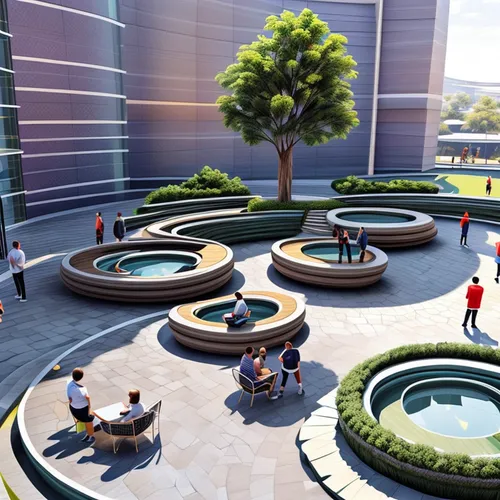 school design,3d rendering,oval forum,garden design sydney,landscape design sydney,futuristic art museum,sky space concept,futuristic architecture,solar cell base,landscape designers sydney,smart city,decorative fountains,helipad,shanghai disney,futuristic landscape,biotechnology research institute,courtyard,3d rendered,render,urban design