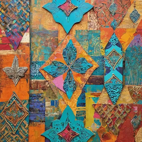 boho art,khamsa,moroccan pattern,moroccan paper,quilting,quilt,wall panel,kaleidoscope art,motifs of blue stars,ceramic tile,chakra square,tiles shapes,fabric painting,mixed media,arabesque,torn paper,tile,arabic background,origami paper,hamsa,Unique,Paper Cuts,Paper Cuts 06