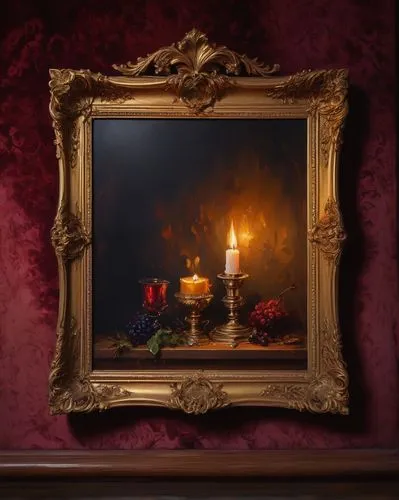 decorative frame,mantel,fireplaces,sconce,peony frame,golden candlestick,fire screen,fireplace,antique background,rococo,floral frame,candlelights,mantle,flameless candle,centrepiece,burning candle,fire place,a candle,christmas fireplace,oil lamp,Conceptual Art,Sci-Fi,Sci-Fi 01