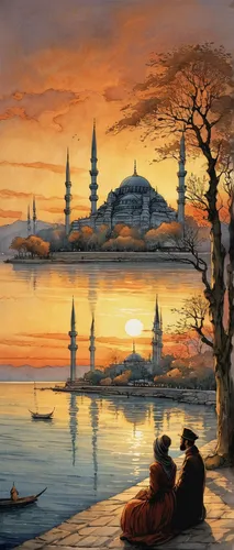 sultanahmet,istanbul,hagia sofia,topkapi,constantinople,kadikoy,bağlama,ottoman,eminonu,hala sultan tekke,izmir,istanbul city,sea landscape,fantasy picture,turkey tourism,khokhloma painting,galata,turkey,suleymaniye,sultan ahmed mosque,Illustration,Paper based,Paper Based 29