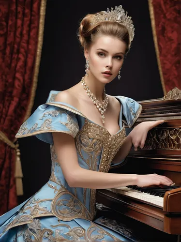 clavichord,pianist,concerto for piano,steinway,piano lesson,harpsichord,mazarine blue,cinderella,piano,piano player,play piano,mozart taler,cimbalom,the victorian era,fortepiano,classical music,the piano,princess sofia,victorian lady,spinet,Photography,Fashion Photography,Fashion Photography 03