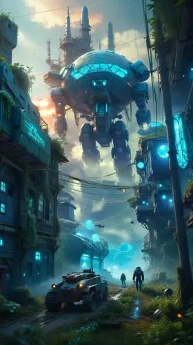 turn all humanoid like beings into mycoinds,an alien city in the sky with a sky background,futuristic landscape,wildstar,homeworld,cybertown,homeworlds,cyberia,Conceptual Art,Fantasy,Fantasy 18