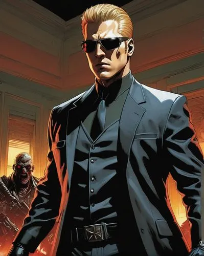 wesker,brubaker,hellblazer,kaz,batou,midnighter,hellstrom,commissario,rugal,solidus,kommissar,ressler,constantine,strucker,secret service,plissken,superspy,hardboiled,macmanus,steranko,Illustration,American Style,American Style 08