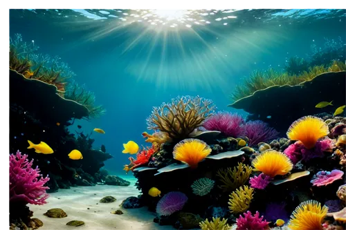 underwater landscape,underwater background,coral reef,coral reefs,anemones,anemone fish,sea life underwater,reef tank,sea anemones,ocean underwater,red anemones,marine tank,yellow anemone,ray anemone,aquarium,ocean floor,undersea,underwater world,blue anemones,anemonin,Art,Artistic Painting,Artistic Painting 38