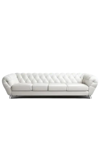 Modern living room couch, white leather upholstery, soft cushions, wooden legs, low backrest, comfortable seating, 3-seater, tufted design, chrome accents, ambient light, shallow depth of field, warm 