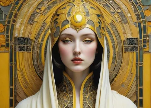 art deco woman,priestess,cleopatra,art deco,the prophet mary,emperor,art nouveau,mary-gold,artemisia,gemini,art deco ornament,oracle,art nouveau design,sacred art,seven sorrows,virgo,the magdalene,art deco frame,metropolis,venus,Illustration,Retro,Retro 05