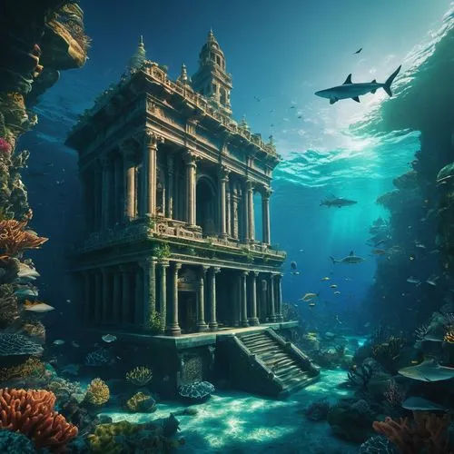 sunken church,aquarium,underwater playground,atlantis,underwater oasis,house of the sea,underwater background,atlantik,ocean underwater,underwater landscape,coral reef,cube sea,atlantica,underwater world,aqua studio,herakleion,reef tank,seaquarium,oceana,under the water,Photography,General,Fantasy