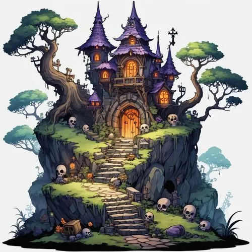 witch's house,fairy tale castle,witch house,fairy village,fairy house,devilwood,Illustration,Abstract Fantasy,Abstract Fantasy 11