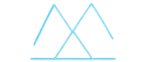 Acute triangle, geometric shape, three sides, sharp angles, blue background, white outline, bold lines, 3D appearance, glossy surface, bright lighting, panoramic view, low-angle shot, dramatic composi