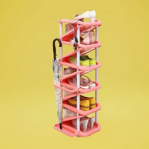 a cupcake stand that has three umbrellas in it,play tower,motor skills toy,construction toys,rescue ladder,climbing equipment,stacker