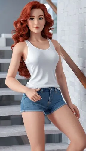 female model,shadman,redhead doll,girl on the stairs,redheads,danaus,Unique,3D,3D Character