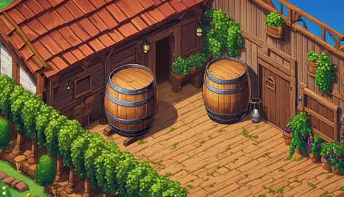 keg, Stardew Valley, crafting, farming, wooden barrel, copper bar, iron bar, oak resin, pine tar, artisan goods, beer, wine, juice, pale ale, hops, grapes, fruit, vegetables, cellar, farm building, ru