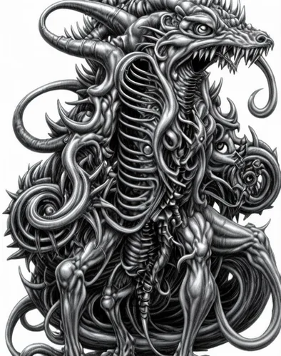 fusilli,medusa gorgon,wyrm,black dragon,gorgon,strozzapreti,medusa,scorpio,kraken,sci fiction illustration,chinese dragon,dragon of earth,basilisk,alien,noodle image,alien warrior,supernatural creature,daemon,centipede,rib cage