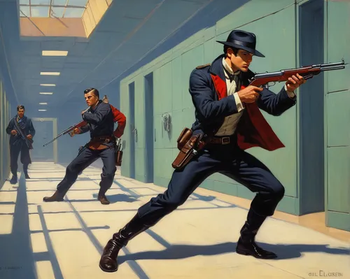 game illustration,assassins,spy visual,spy,sci fiction illustration,mafia,assassination,gunfighter,revolvers,man holding gun and light,kalashnikov,medic,spy-glass,criminal police,holding a gun,spy camera,policeman,detective,bellboy,swordsmen,Illustration,Retro,Retro 10