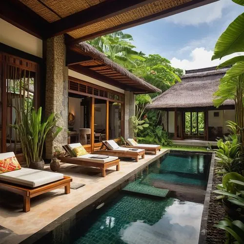 amanresorts,ubud,tropical house,anantara,bali,holiday villa,pool house,southeast asia,tropical island,tropical jungle,shangri,javanese traditional house,beautiful home,luxury property,indonesia,tropical greens,luxury home interior,tropics,baan,exotic,Illustration,Vector,Vector 02