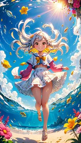 underwater background,oceanica,sea of flowers,michiru,ocean,summer background,kupala,cielo,bloomie,fantasia,lumi,honolulu,summer crown,sea ocean,kanon,tanabata,niijima,mediterrean,summer sky,soleil,Anime,Anime,Traditional