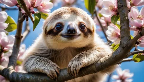 pygmy sloth,tree sloth,sifaka,tamandua,blossom kitten,cute animal,spring background,coati,springtime background,sifakas,lemur,flower animal,slothful,climbing flower,sloths,spring blossom,racoon,mustelidae,capuchin,spring blossoms,Photography,General,Realistic